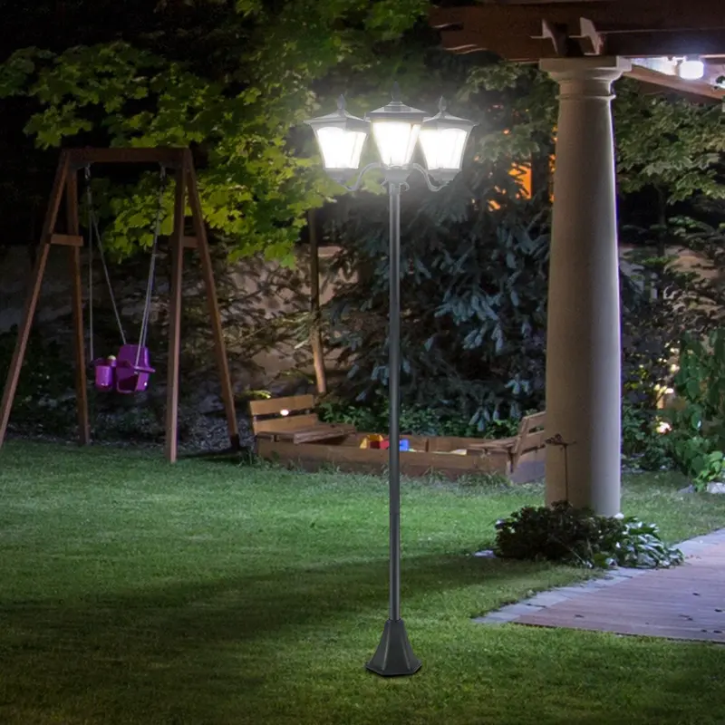 1.8M Victorian-Style Solar Post Lamp With Motion Sensor, Dimmable Led & Ip44 Rating – Black Bollard Lantern 1