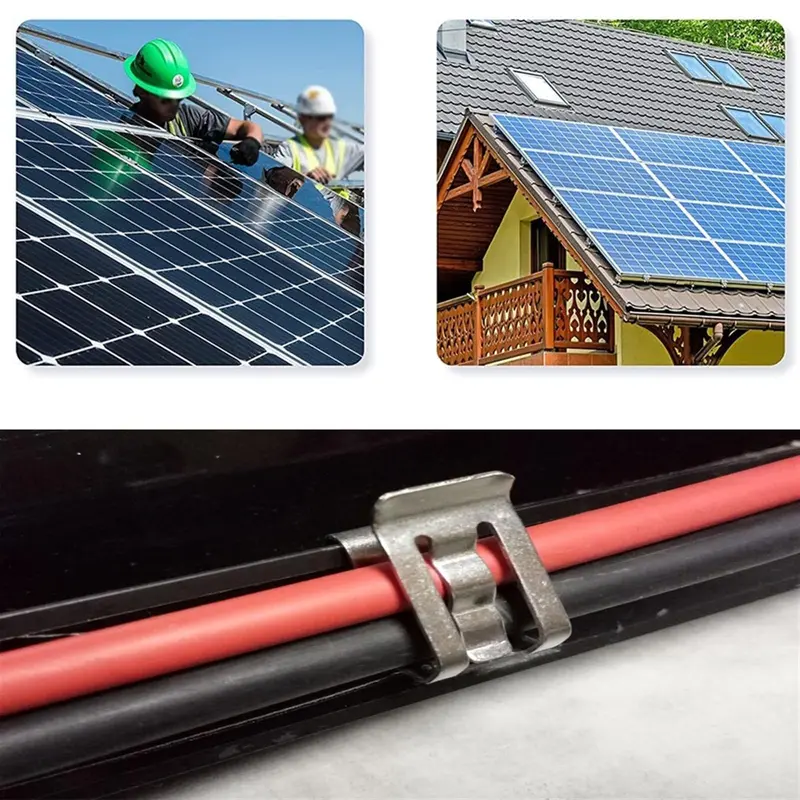 10-Pack Stainless Steel Solar Wire Clips – Dual-Cable Edge Mounting Clamps For Pv Panels 1