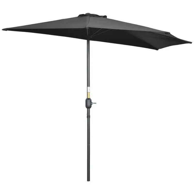 102Cm Half-Parasol For Balconies – 5-Rib Steel Frame Outdoor Umbrella In Matte Black 1
