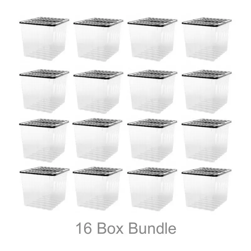 16-Pack Supa Nova 110L Storage Boxes – Extra-Large Clear-And-Black Heavy-Duty Containers By Strata 1