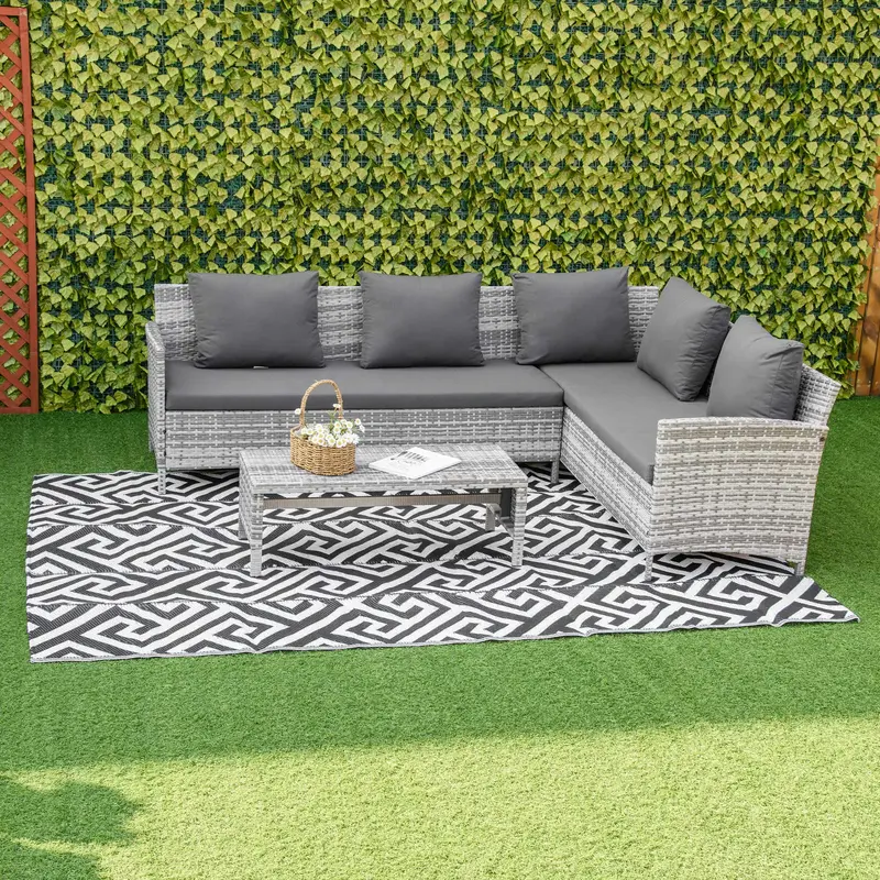 182 X 274 Cm Reversible Outdoor Rug – Portable Plastic-Straw Mat For Deck, Rv & Picnic 1