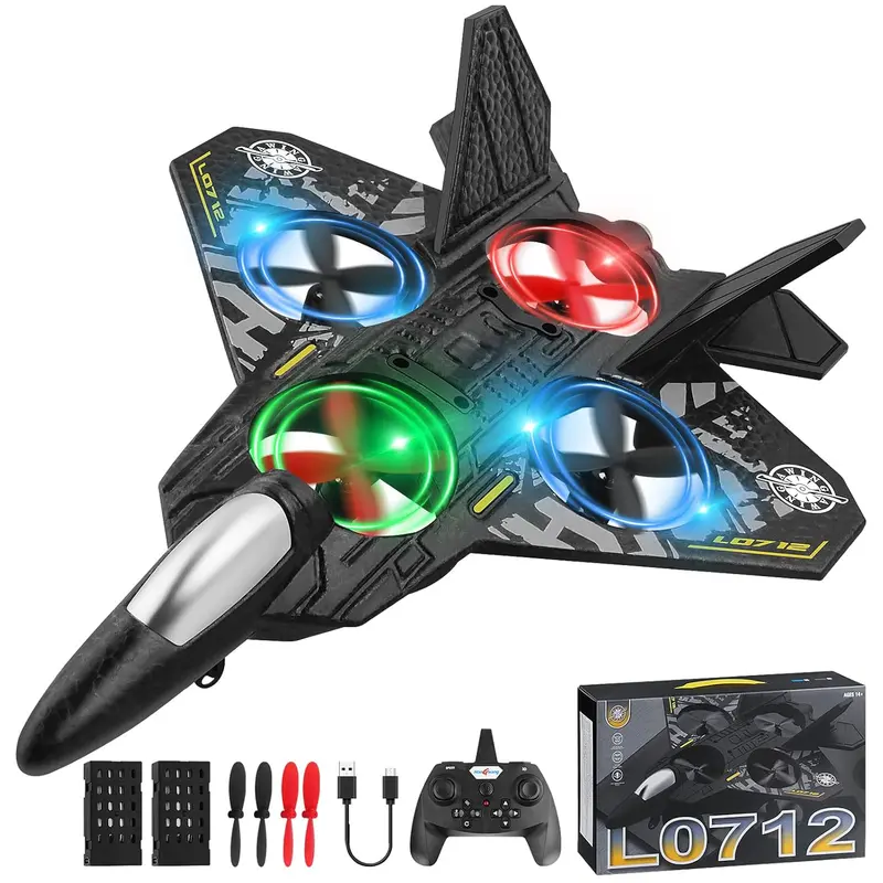 2.4 Ghz Rc Fighter Jet Plane – Stable Hovering Airplane With Led Lights, 360° Stunt Rolls & Easy-Flight Controls For Children 1