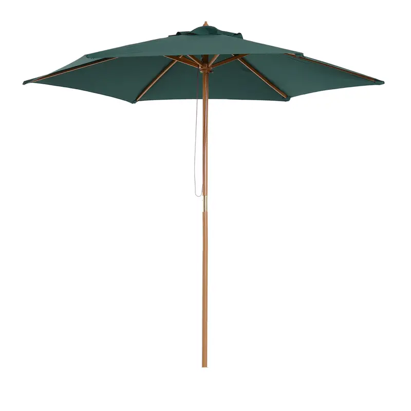 2.5 M Dark Green Wooden Garden Umbrella – Cantilever-Ready Patio Shade 1