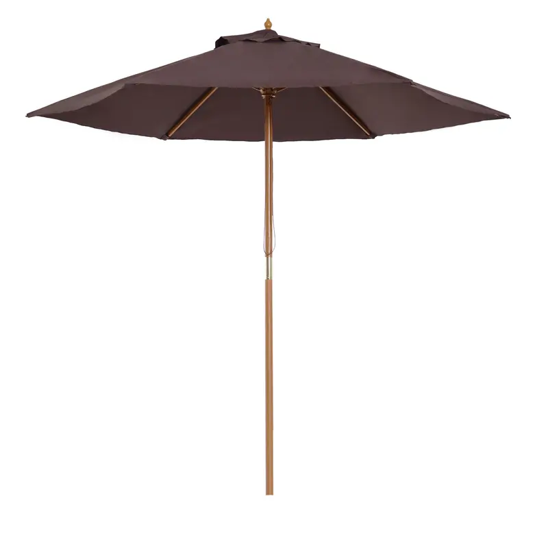 2.5 M Wooden Patio Parasol – Warm Coffee-Tone Sun Shade For Gardens 1