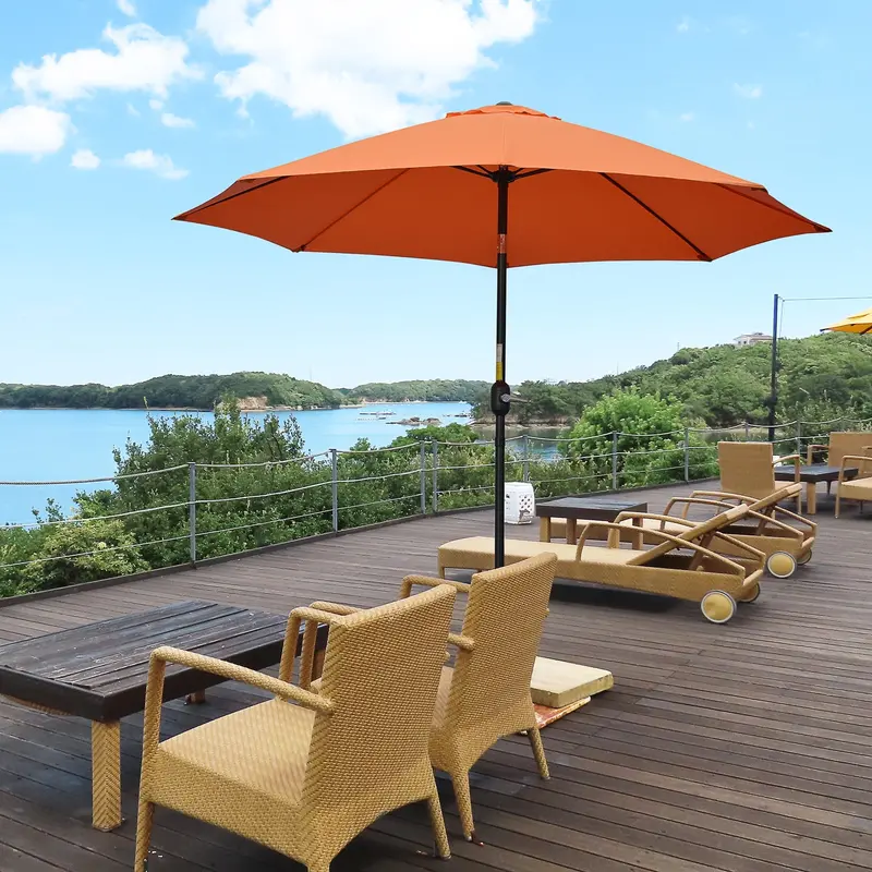 2.6-Meter Patio Umbrella With Uv-Protective Fabric And Easy-Crank Opening 1