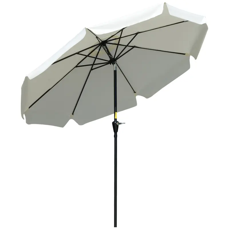 2.66M Ruffled Garden Parasol – Crank-Tilt Outdoor Patio Umbrella For Sun Shade 1