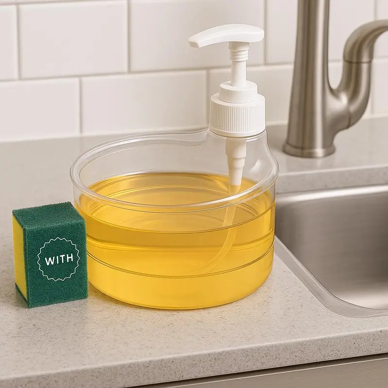2-In-1 Kitchen Detergent Dispenser With Sponge Holder – Automatic Press Pump For Dishwashing & Cleaning 1