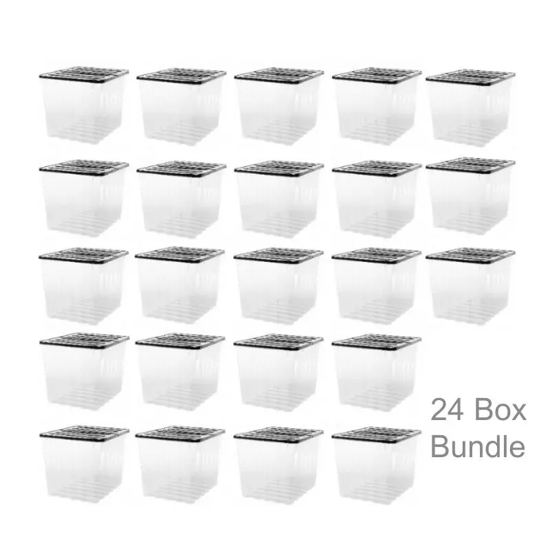 24-Pack Supa Nova 110L Storage Boxes – Extra-Large Clear-And-Black Heavy-Duty Containers By Strata 1