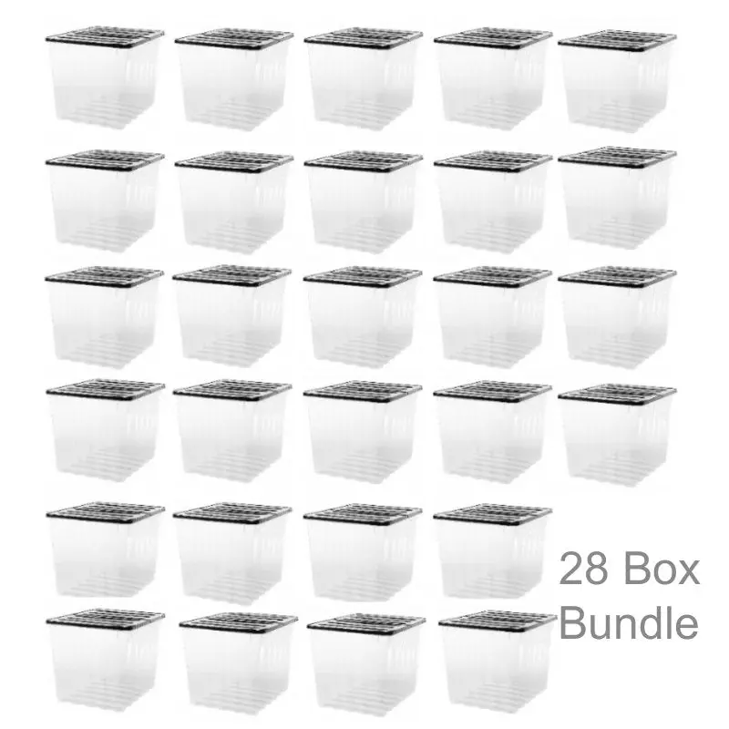 28-Pack Supa Nova 110L Storage Boxes – Extra-Large Clear-And-Black Heavy-Duty Containers By Strata 1