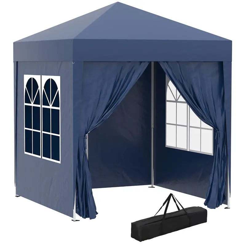 2M X 2M Portable Garden Gazebo – Pop-Up Marquee Tent With Removable Walls, Windows & Free Carry Case (Blue) 1