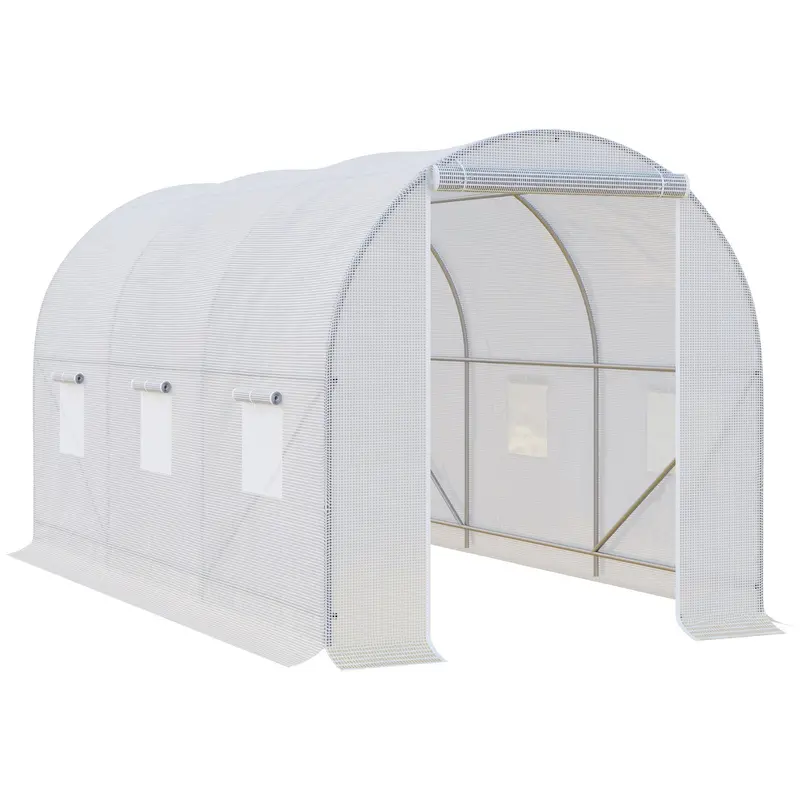 3.5 X 2 X 2 M Galvanized Steel Walk-In Poly Tunnel Greenhouse – Patio & Garden Use, White 1