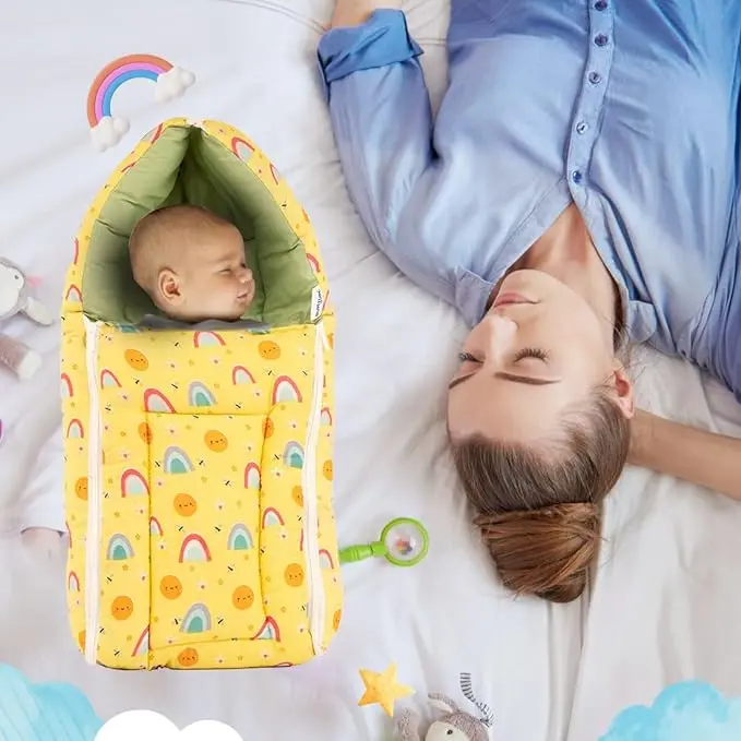 3-In-1 Cotton Baby Sleep Nest – Travel-Friendly Sleeping Bag & Carry Cot For Infants (0–7 Months) 1
