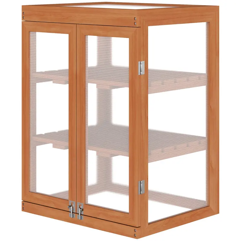 3-Tier Balcony Greenhouse – Wooden Polycarbonate Cold Frame With Storage Shelf For Plants 1