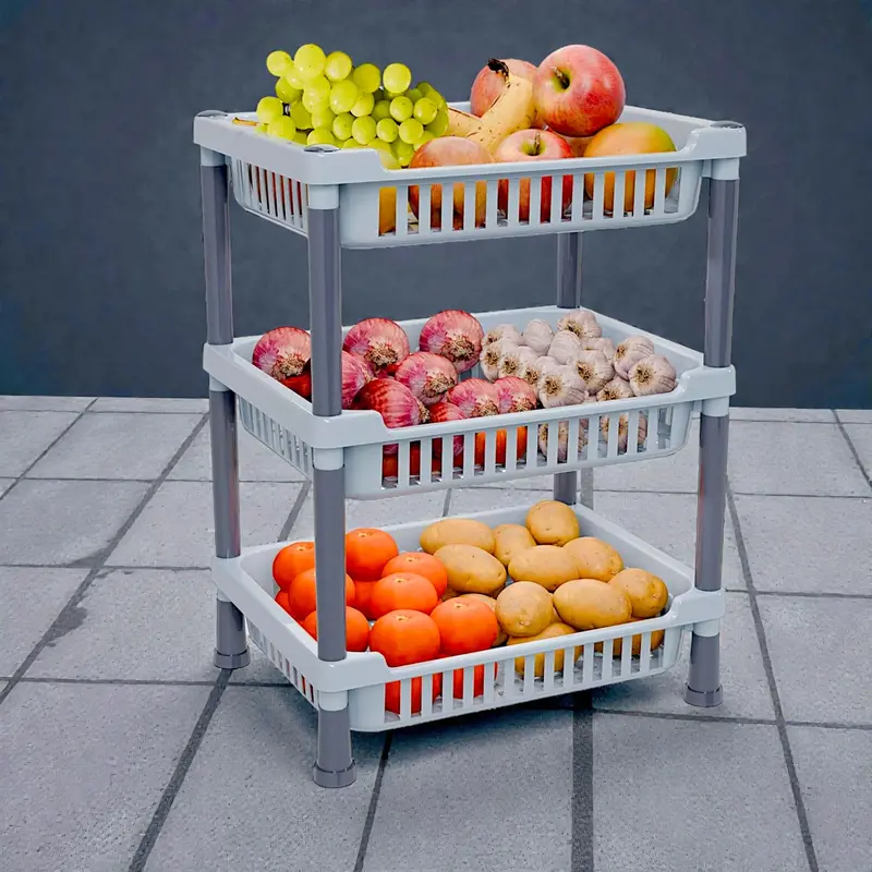 3-Tier Multipurpose Kitchen Rack – Heavy-Duty Stainless Steel Stand For Vegetables, Spices & Supplies 1