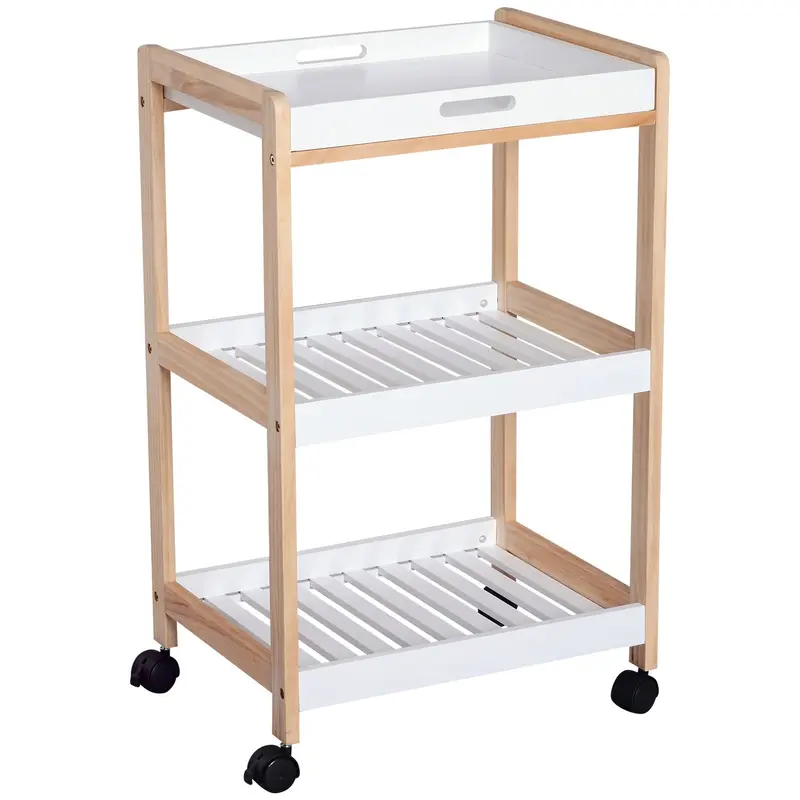 3-Tier Rolling Kitchen Cart – Compact White Mobile Trolley With Casters (46 X 35 X 74.5 Cm) 1