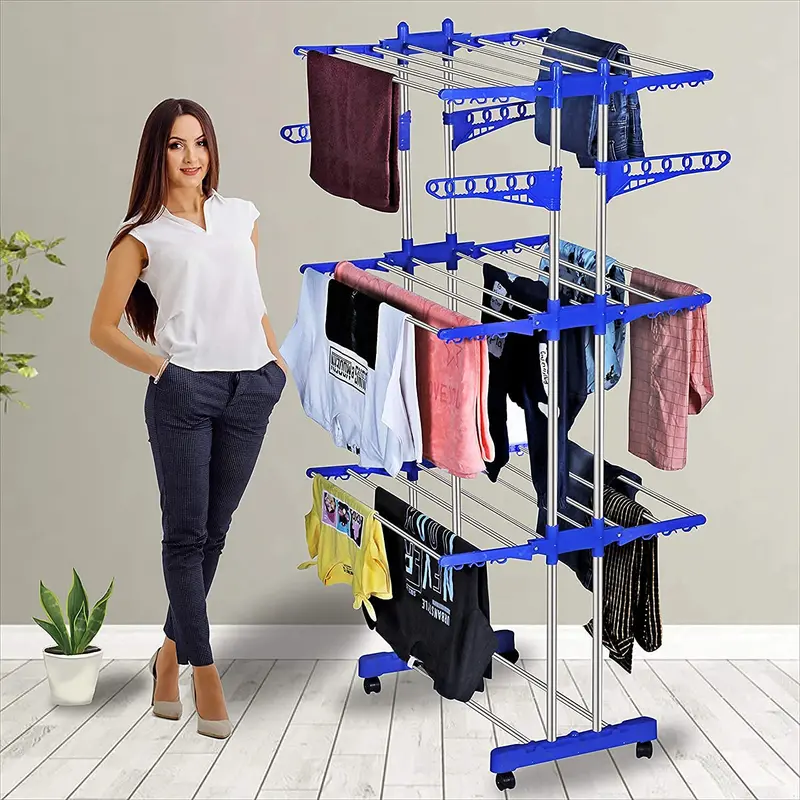 3-Tier Stainless Steel Clothes Drying Rack – Space-Saving Foldable Stand 1