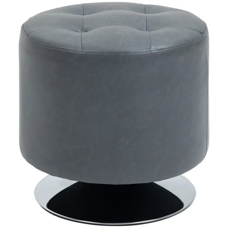 360-Degree Rotating Pu Footstool – Padded Round Ottoman With Steel Frame 1