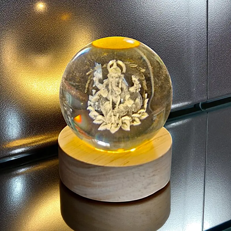 3D Galaxy Crystal Night Light – Engraved Usb-Powered Wooden Led Desk Lamp With Rotating Starry Effect 1