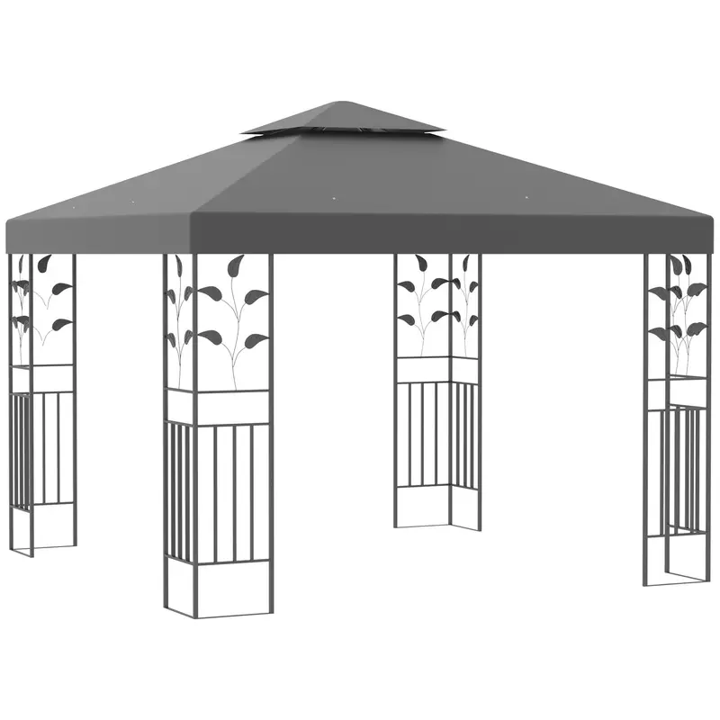3M X 3M Steel-Framed Outdoor Gazebo With Dual-Tier Ventilated Roof 1