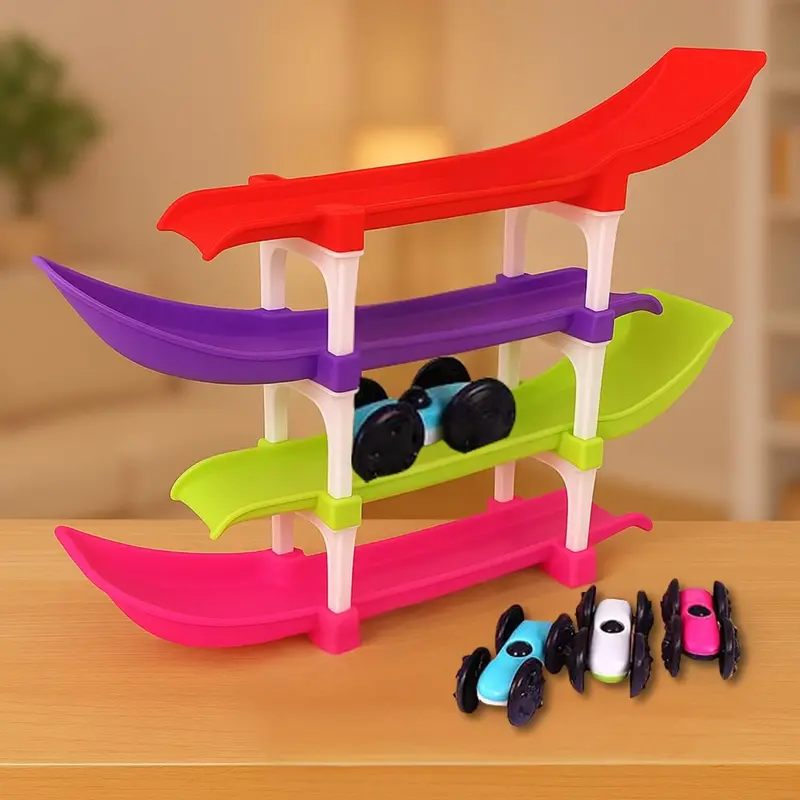 4-Lane Rolling Car Ramp Track Toy – Colorful Educational Racing Set For Toddlers Ages 2–7 1