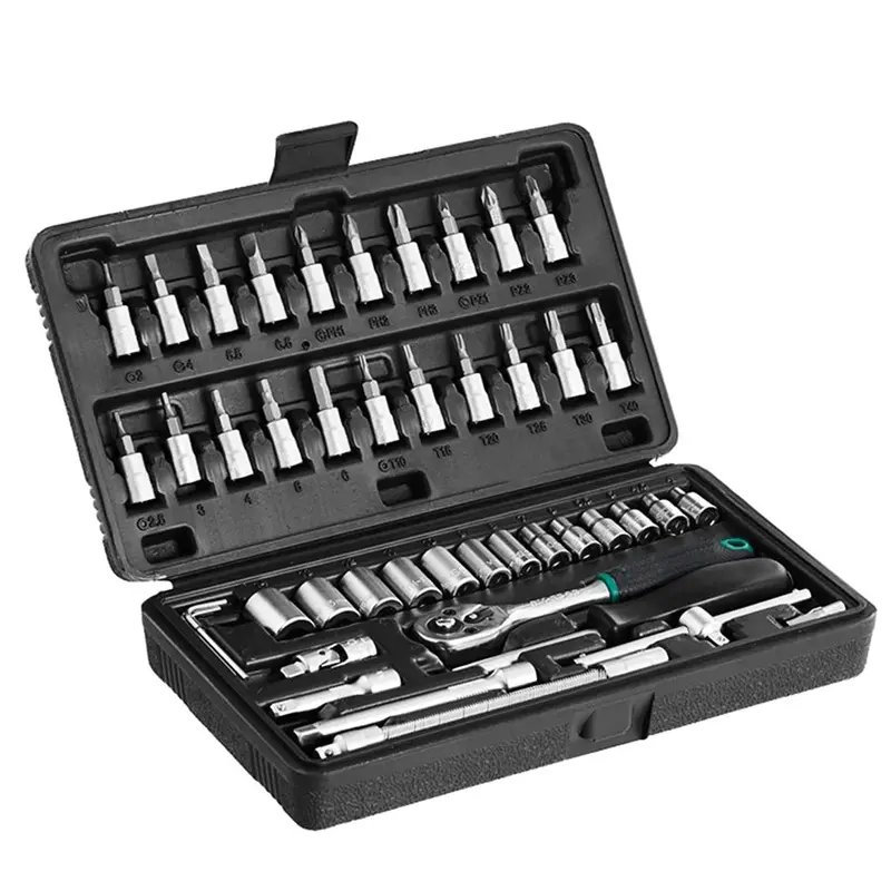 46-Piece Ratchet Socket Wrench Set – Heavy-Duty Chrome Vanadium Tool Kit For Automotive & Diy Repairs 1