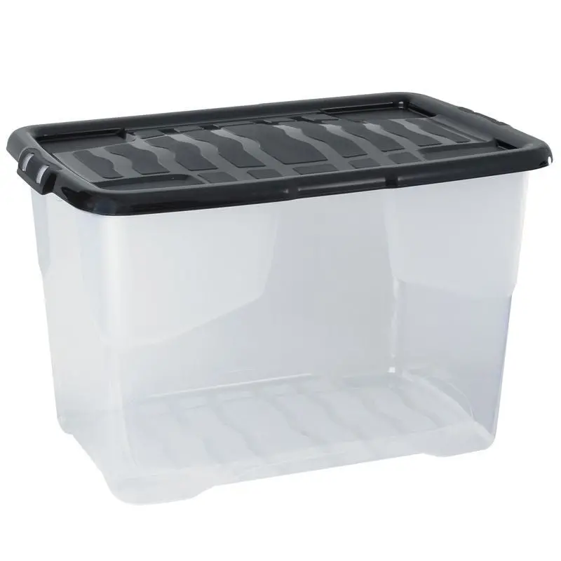 65-Litre Clear & Black Curved Plastic Storage Box – Strata 1