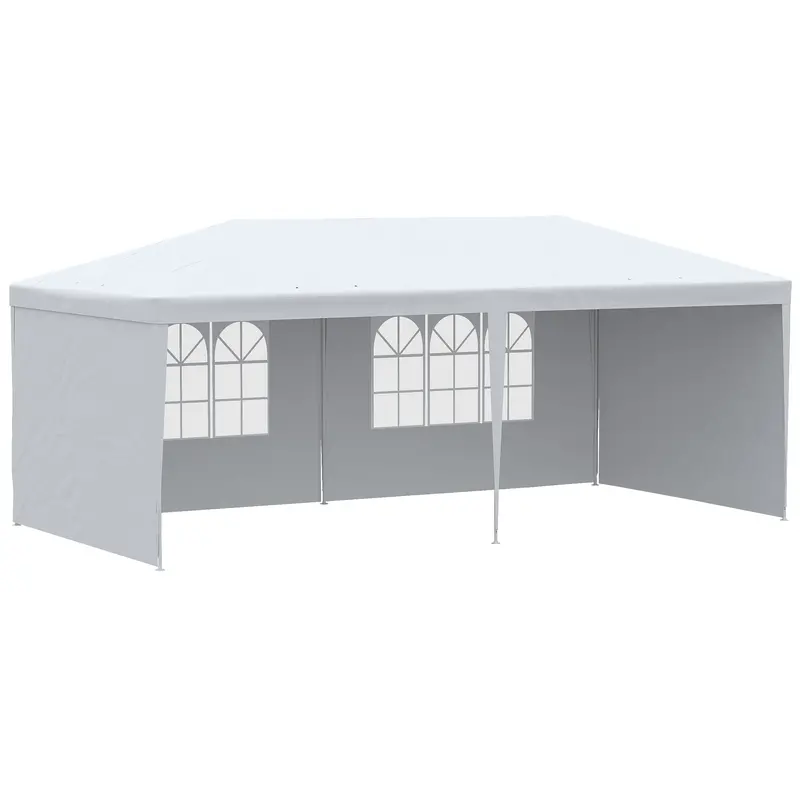 6M X 3M Outdoor Party Gazebo Tent With Removable Windows & Side Panels – White Marquee Canopy For Patio Or Garden 1