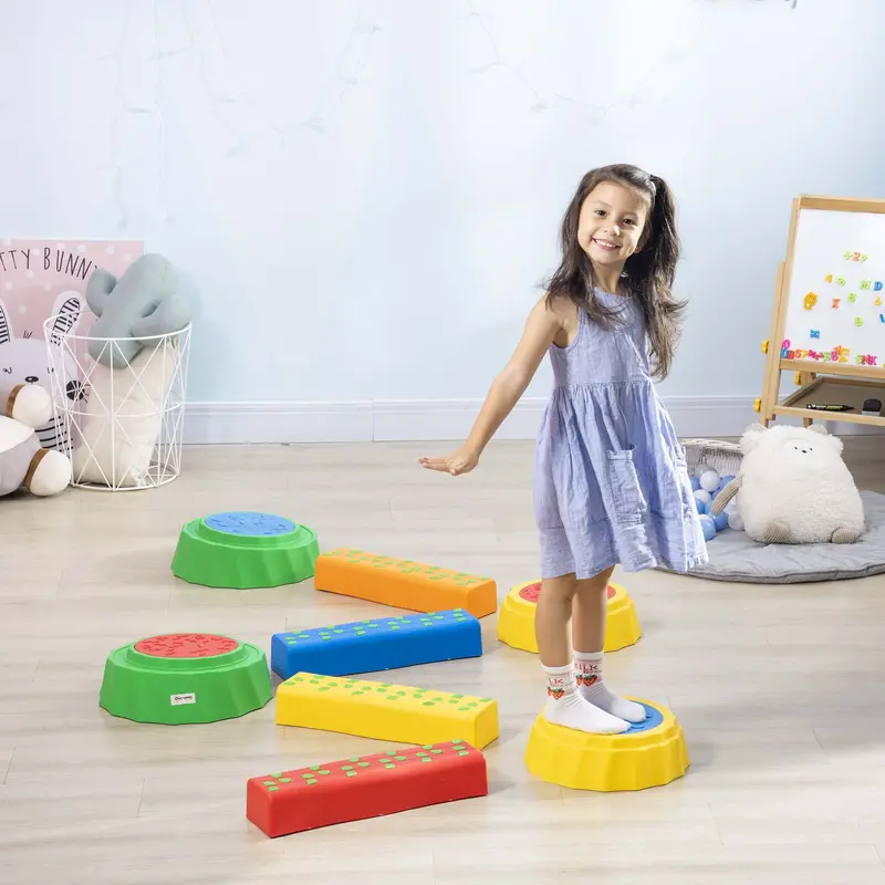 8-Piece Colorful Stepping Stone Set – Indoor/Outdoor Balance And Coordination Game 1