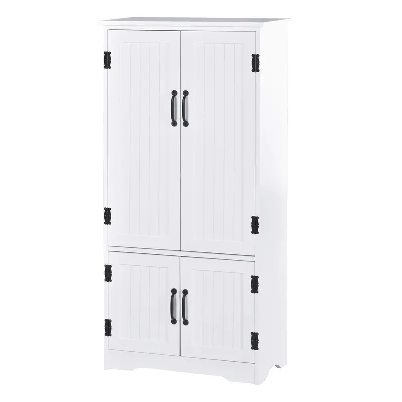 Accent Floor Storage Cabinet – Kitchen Cupboard With Adjustable Shelves And Dual Lower Doors 1