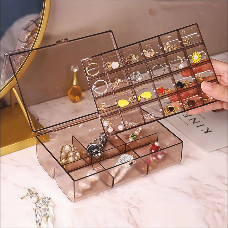 Acrylic Jewelry Organizer Box – 2-Drawer, 30-Compartment Dustproof Display Case For Earrings And Small Accessories 1