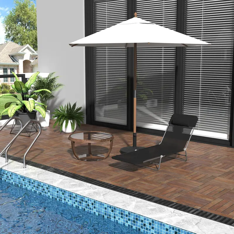 Adjustable Black Garden Recliner – Foldable Sun Lounger With Multiple Backrest Positions 1
