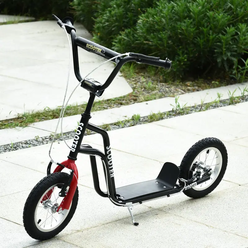 Adjustable Stunt Scooter For Kids – Dual-Brake 12" Rubber Tire Model In Black 1