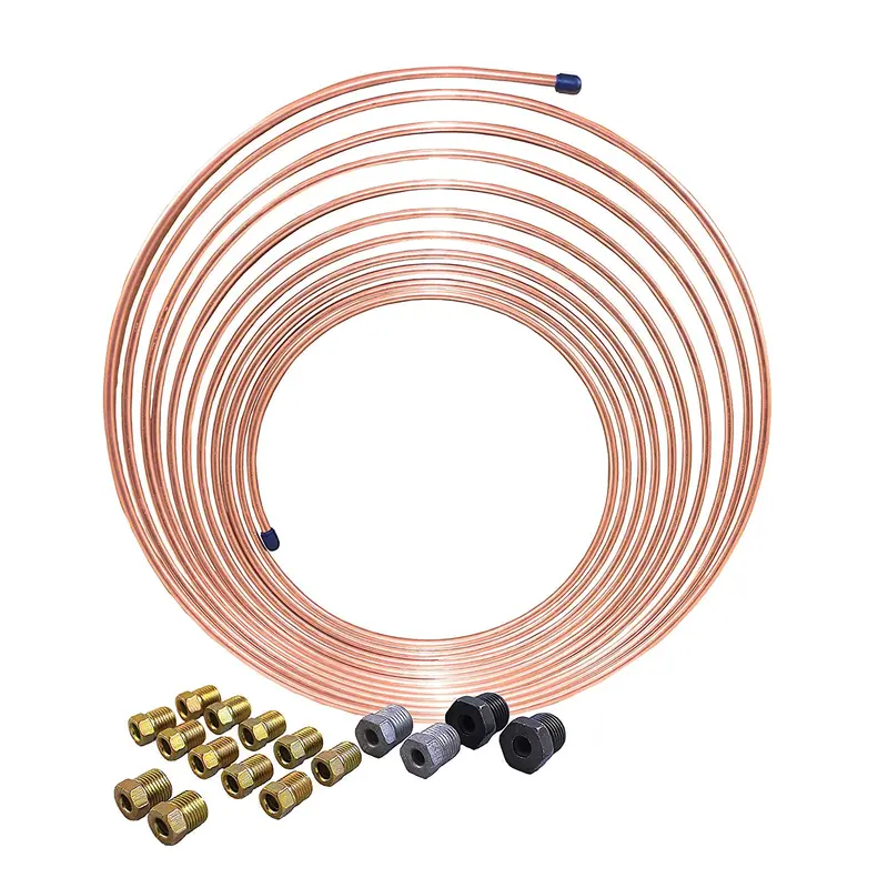 Ags Cnc-325K Pre-Packaged Brake Line Kit – 3/16" X 25 Ft Nicopp Tubing + Tube Nuts 1