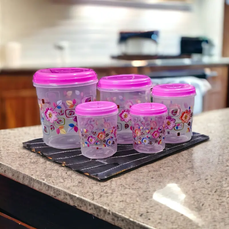 Airtight Transparent Food Storage Set – 5-Piece Stackable Plastic Dabba Containers (500–3000Ml) 1