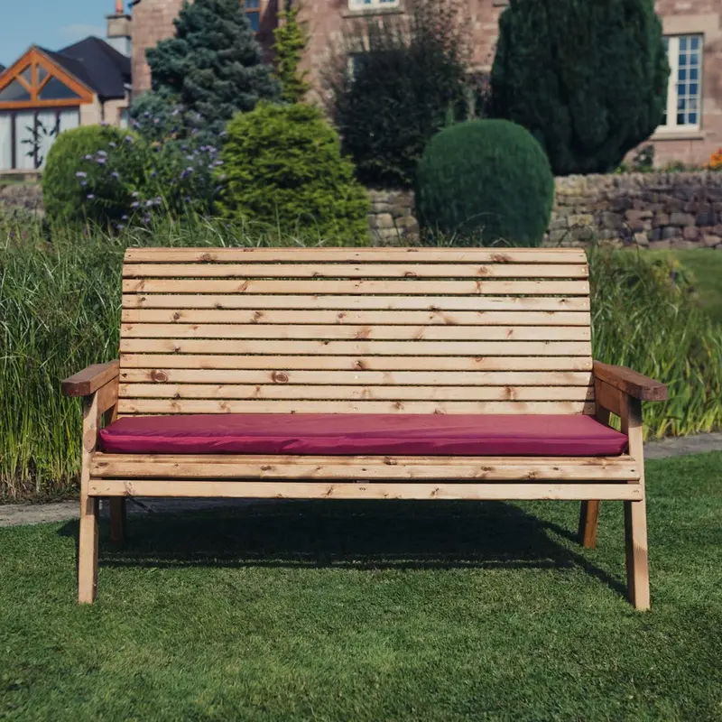 Amesbury Burgundy Waterproof 3-Seater Cushion Set For Outdoor Benches – Churnet Valley (R3C) 1