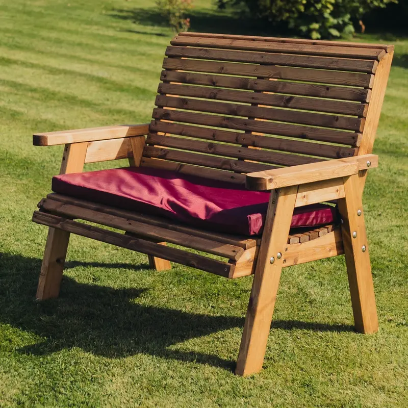 Amesbury Burgundy Waterproof Double-Seat Cushion – Weather-Resistant Garden Bench Pad (R2C) 1