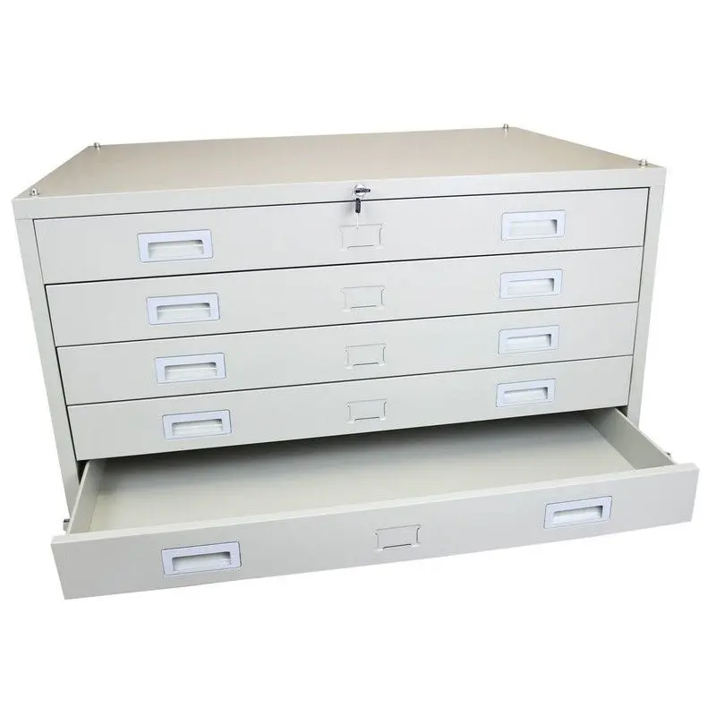 Architects Metal Chest Of Drawers – Off-White Finish, Five-Tier Storage Unit 1