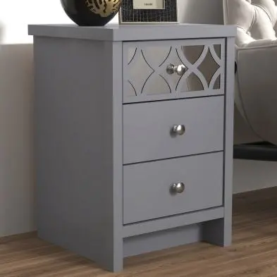 Arianna Grey Slim Bedside Table – 3 Drawers 1