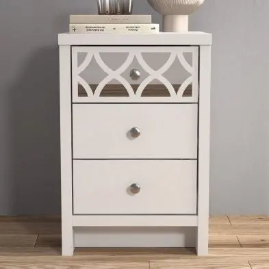 Arianna White Slim Bedside Table – 3 Drawers 1