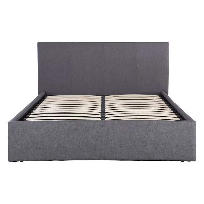 Ascot Fabric Double Ottoman Bed – Grey Upholstered 5Ft X 7Ft Storage Base 1