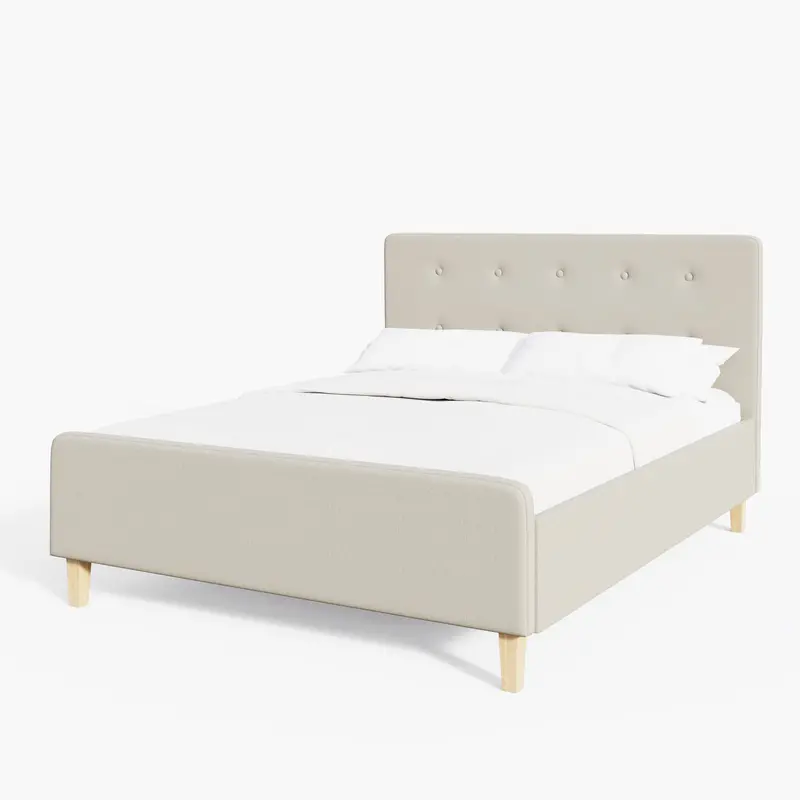 Ashbourne King Ottoman Bed – Natural Wood & Fabric Storage Bed (5' X 7') 1