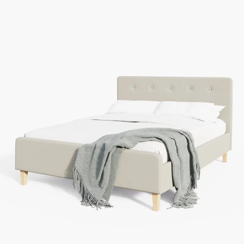 Ashbourne Natural King Size Bed Frame – Solid Wood Construction, 5' X 7' 1
