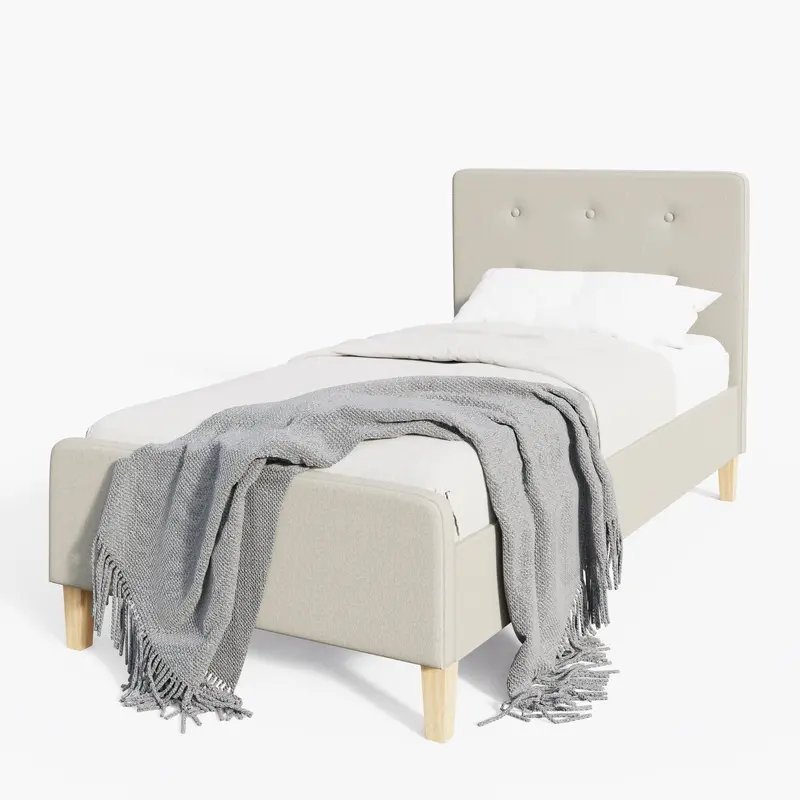 Ashbourne Natural Single Bed Frame – Rustic Wood Design, 3' X 7' 1