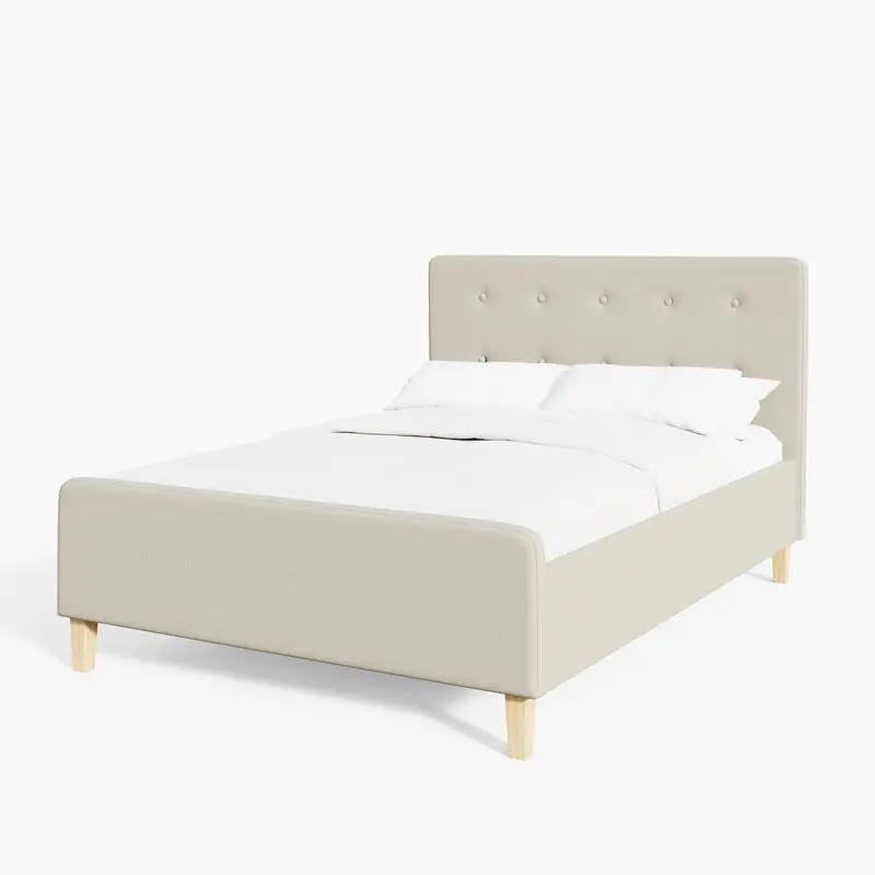 Ashbourne Natural Wood Double Ottoman Bed – Wooden Frame With Fabric-Upholstered Lid 1