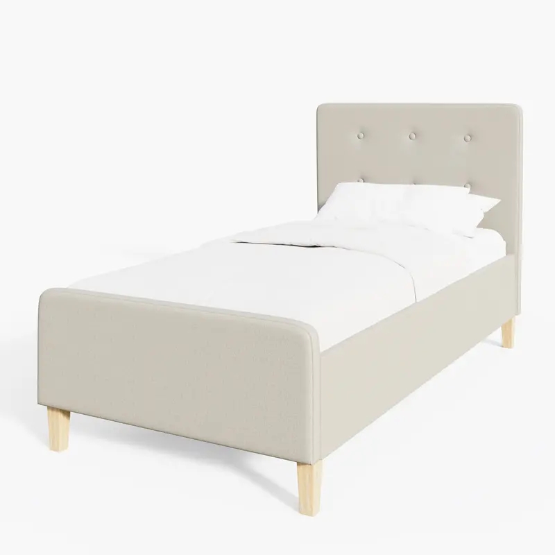 Ashbourne Single Ottoman Bed – Natural Wood & Fabric Lift-Up Storage Base (3' X 7') 1
