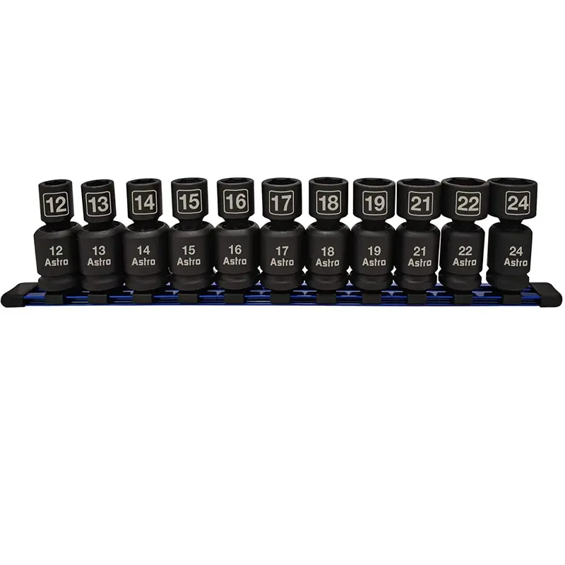 Astro Pneumatic 78244 1/2" Drive Metric Nano Pinless Impact Socket Set – 12-Piece 1