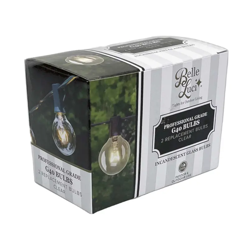 Belle Luci G40 Incandescent Edison Bulbs – E12 (C7) Base, Clear Glass 1