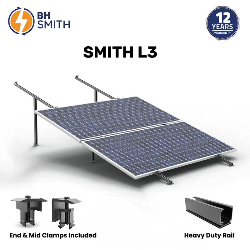 Bhs Aluminum Smith L3 Solar Mounting Structure – Pre-Assembled Rack For 3 Panels 1
