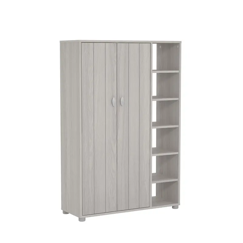 Bideford Light Grey Tall Shoe Storage Cabinet – 2 Doors, 12 Tiered Shelves 1