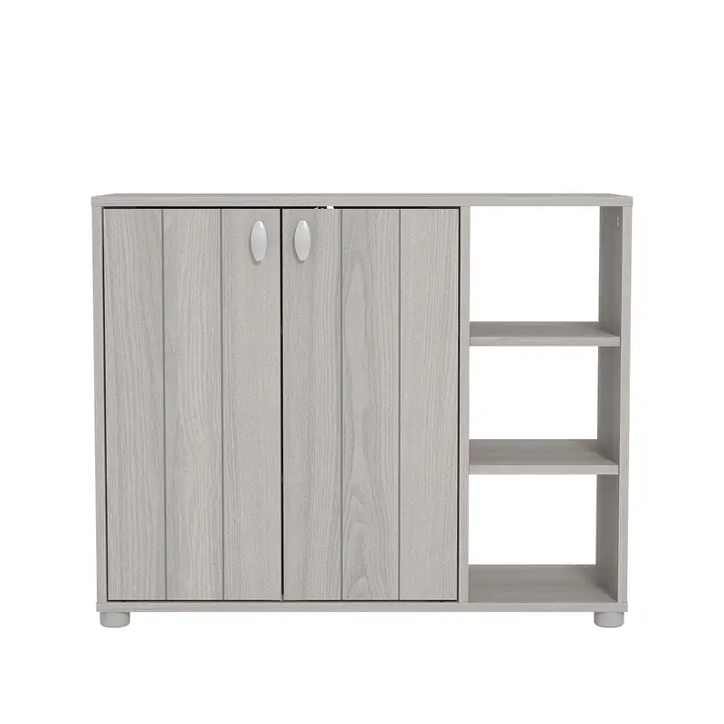 Bideford Shoe Cabinet – Light Grey, 2-Door Design With 6 Shelves 1